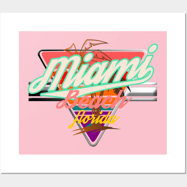 Miami Beach Florida Vintage Emblem logo nightclub Wall Art by SpaceWiz95